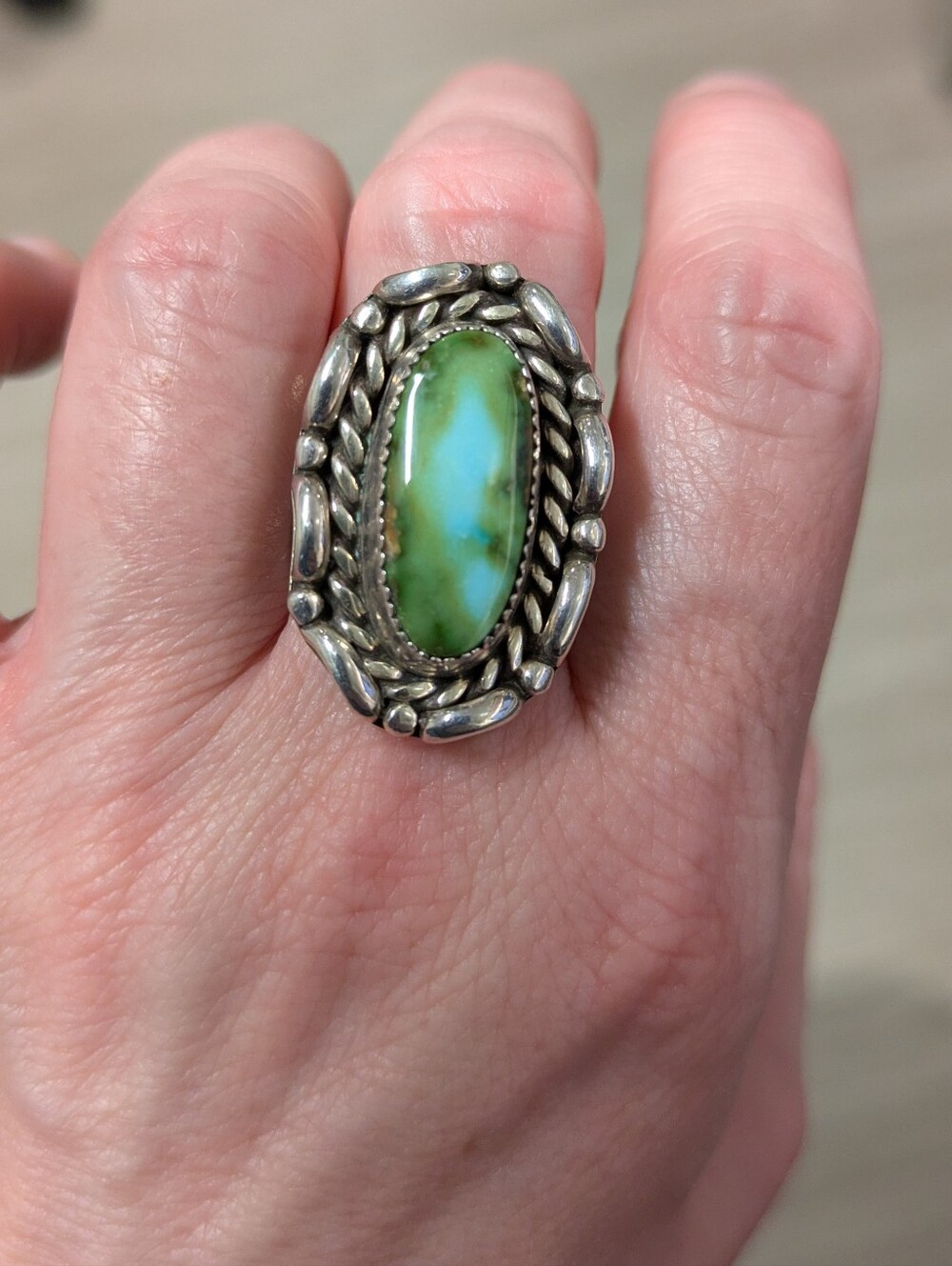 Fregoso Sterling Silver Turquoise Statement Ring - Polychrome Turquoise Size 6